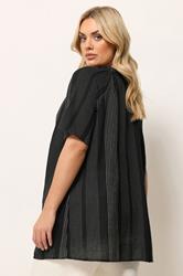 YOURS Plus Size Black Embroidered Notch Neck Blouse | Yours Clothing 2