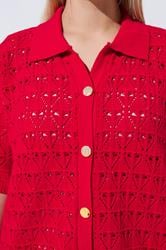 LIMITED COLLECTION Plus Size Red Crochet Shirt | Yours Clothing 4