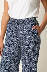 M&Co Navy Blue Abstract Print Wide Leg Culottes | M&Co 4