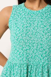 M&Co Petite Green Ditsy Floral Tiered Cotton Maxi Dress | M&Co 4