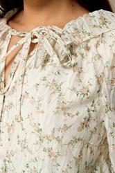 M&Co Petite Ivory White Floral Ruffle Tie Neck Blouse | M&Co 4