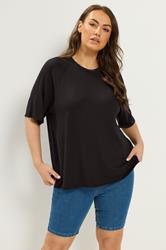 YOURS Plus Size Black Soft Touch Raglan T-Shirt 3