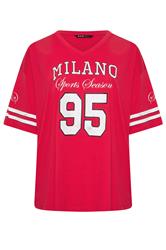 YOURS kastiges Varsity-T-Shirt „Milano“ in Rot