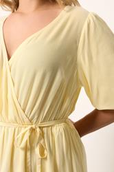 YOURS Plus Size Yellow Puff Ball Wrap Dress | Yours Clothing 5