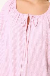 Yours Plus Size Pink Stripe Tie Neck Top | Yours Clothing 4