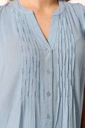 YOURS Plus Size Blue Sleeveless Pintuck Top | Yours Clothing 4