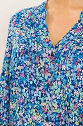 M&Co Blue Ditsy Floral Pintuck Blouse | M&Co 4