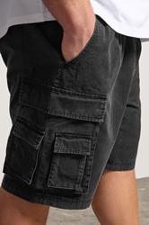 BadRhino Big & Tall Black Acid Washed Cargo Shorts | BadRhino 5