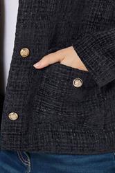 M&Co Navy Blue Boucle Button Up Jacket | M&Co 5