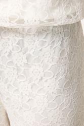 PixieGirl Petite Women's Set White Lace Lined Shirt & Wide Leg Trousers | PixieGirl 9