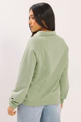 PixieGirl Petite Women's Sage Green Button Collar Sweatshirt | PixieGirl 5