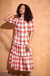 M&Co Ivory White Abstract Tile Print Maxi Skirt | M&Co 3