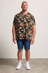 BadRhino Big & Tall Black Japanese Woodblock Print Shirt | BadRhino 2