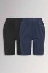 YOURSET 2 PACK Plus Size Black & Navy Blue Cool Cotton Shorts | Yours Clothing 3