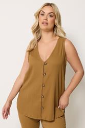 YOURS Plus Size Natural Brown Textured Waistcoat | Yours Clothing 3