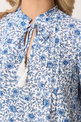 YOURS Plus Size Blue Floral Tie Neck Blouse | Yours Clothing 4