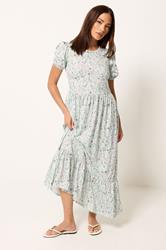 PixieGirls Petite Sage Green Floral Maxi Dress | PixieGirl 1