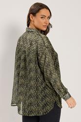 YOURS Plus Size Green Animal Print Shirt | Yours Clothing 2