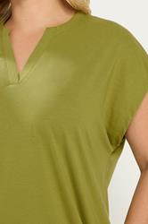 YOURS Plus Size Green Notch Neck T-Shirt | Yours Clothing 4