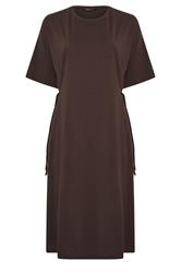 YOURS Curve Brown Front Tie Midi Dress