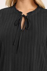 YOURS Plus Size Black Textured Frill Neck Top | Yours Clothing 4
