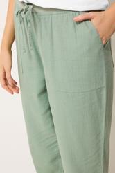 M&Co Sage Green Linen Cropped Trousers | M&Co 4