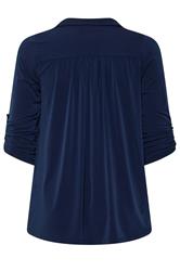 EVANS Plus Size Navy Blue Long Sleeve Blouse | Evans  2