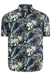 JACK & JONES Big & Tall Black Tropical Print Short Sleeve Shirt