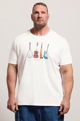 BEN SHERMAN Big & Tall White Guitar Graphic T-Shirt | BadRhino 3