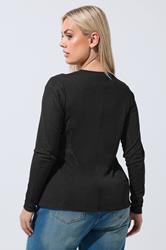 LIMITED COLLECTION Plus Size Black 2-In-1 Ribbed Long Sleeve T-Shirt | Yours Clothing 2
