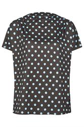 YOURS LONDON chocoladebruine top met stippen en draperie aan de schouder