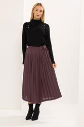 STAR Chocolate Brown Pleated Belt Buckle Maxi Skirt | StarByJM 3