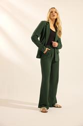 LTS Tall Women's Dark Green Linen Pleated Wide Leg Trousers | Long Tall Sally 3