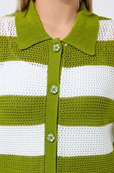 LIMITED COLLECTION Plus Size Green Stripe Boxy Knitted Shirt | Yours Clothing 4
