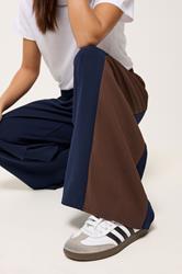 PixieGirl Petite Women's Navy Blue Side Panel Wide Leg Trousers | PixieGirl 4