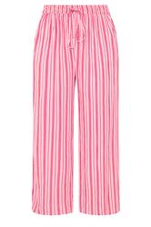 YOURS Plus Size Pink Stripe Crinkle Wide Leg Trousers | Yours Clothing 6