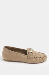 Natural Brown Faux Suede Loafers In Wide E Fit | Yours Clothing 2