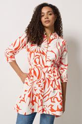 M&Co Orange Floral Belted Tunic Shirt | M&Co 3