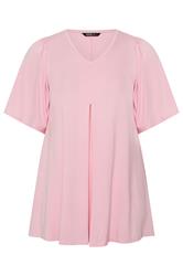 YOURS Plus Size Pink Pleated Front Swing Top | Yours Clothing 5