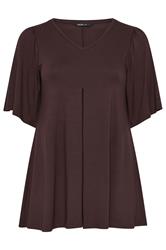 YOURS Plus Size Chocolate Brown Pleat Front Top | Yours Clothing 5