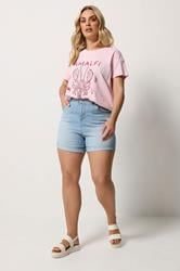 YOURS Plus Size Light Blue Denim Boyfriend Shorts | Yours Clothing 1