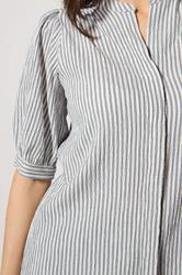 M&Co Blue Stripe Textured Puff Sleeve Shirt | M&Co 4