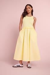 PixieGirl Petite Women's Yellow Ruffle Detail Midi Dress | PixieGirl 3