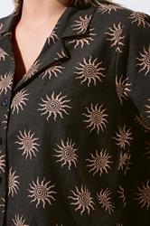 LIMITED COLLECTION Curve Dark Brown Sun Print Linen Boxy Shirt | Yours Clothing 5