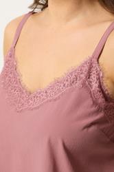 YOURS Plus Size Pink Lace Insert Vest Top | Yours Clothing 4