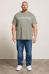 JACK & JONES Big & Tall Vetiver Green Short Sleeve Graphic T-Shirt | BadRhino 1