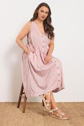 YOURS Plus Size Pink Ditsy Floral Sundress | Yours Clothing 4