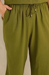 EVANS Plus Size Set Green Linen Vest & Trouser | Evans 5