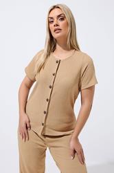 LIMITED COLLECTION Plus Size Beige Crinkle Short Sleeve Top | Yours Clothing 3