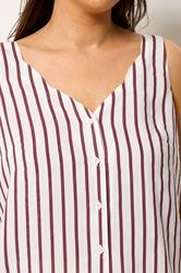 YOURS Plus Size Purple Stripe Button Vest Top | Yours Clothing 4